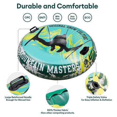 55 inch Inflatable Snow Tube, Extra Large Snow Sled with 1.2 mm Heavy-Duty Thickened Bottom, Higher Sturdy Handles, Cold-resistant PVC for Kids, Adults, Winter, Outdoor - Toytexx 55 inch Inflatable Snow Tube, Extra Large Snow Sled with 1.2 mm Heavy-Duty Thickened Bottom, Higher Sturdy Handles, Cold-resistant PVC for Kids, Adults, Winter, Outdoor - Toytexx